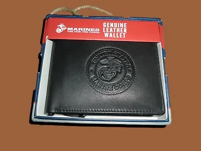 New U.s Marine Corps Leather Bi-fold Wallet Genuine Black Cowhide Embossed       • $34.99