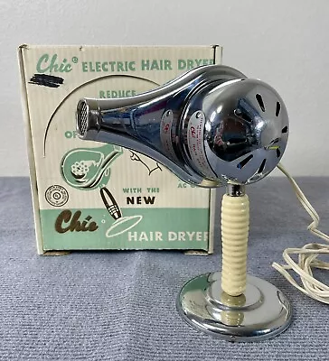 Vintage Chic Hair Dryer Chrome Plated Model 895 By Morris Struhl Box And Stand • $30