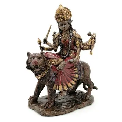 $54.95 • Buy DURGA STATUE 8.25  Hindu Divine Mother Goddess GOOD QUALITY Bronze Color Resin
