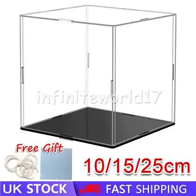 10cm-25cm Acrylic Display Case Dustproof Box Clear Cube For Collectibles Model • £7.61