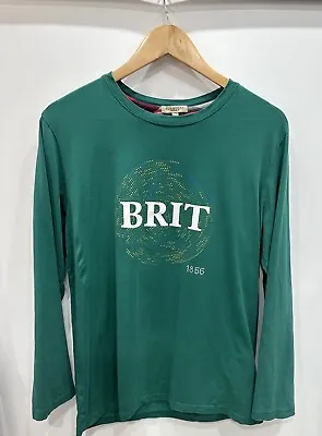 Burberry Men's Green BRIT Logo Long Sleeve Tshirt Slim XL • $25