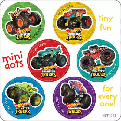 60 Hot Wheels Monster Trucks Mini Dot Stickers Party Favor Teacher Supply Seals • $2.50