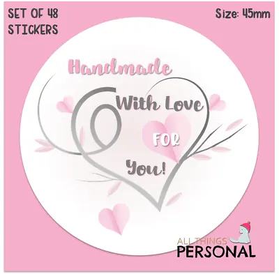 Handmade With Love Stickers Homemade Packaging Labels Seals Tags Craft X48 • £3.49