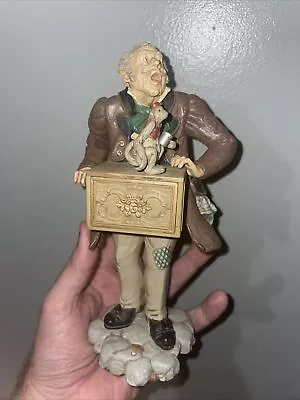 Vintage 1982 Hallmark Musical Organ Grinder & Monkey Figurine 8 1/2  WORKS • $30