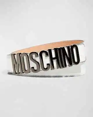 Moschino Men's White Logo-Buckle Leather Belt • $249