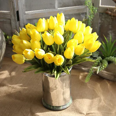 Long Artificial Flowers For Tall Vases Artificial Fake Flowers Tulip Bouquet • £6.77