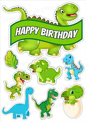 Dinosaur Cake Topper Party Decoration Edible Birthday Gift Celebration T-Rex • £6.49
