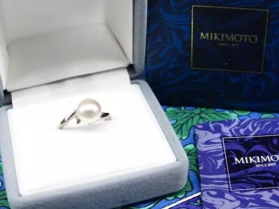 Mikimoto Pearl Ring US7-7.5  K14WG White Gold Pearl 8.5mm Authentic • $244