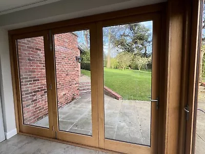 Solid Oak Double Glazed Bifold Sliding  External Doors NO FRAME Or Locks • £52