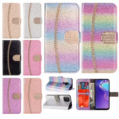 $14.29 • Buy Case For Samsung S6 S7 Edge S8 S9 S10E S20 FE Bling Glitter Wallet Phone Cover 