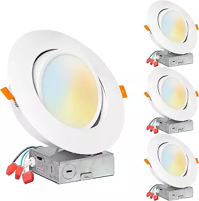 4  Dimmable Recessed LED Downlight 6-Pack Gimbal Color Selectable (2700K-6000K • $79.70