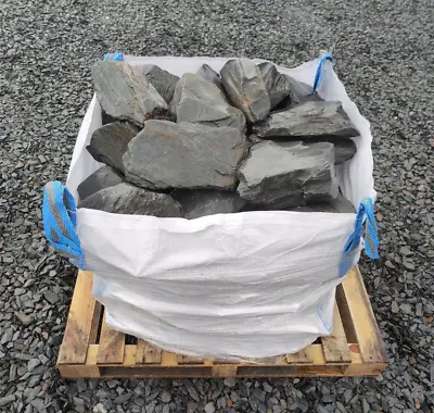 Rockery Stone. Huge Bulk Bag Of Welsh Slate Garden & Pond Rocks 250-500mm • £220