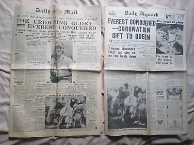 2 EVEREST CONQUERED - DAILY MAIL & DAILY DISPATCH NEWSPAPERS (1953) Coronation • £9.99