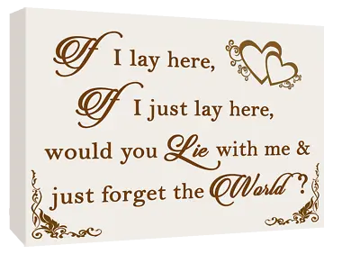 If I Lay Here - Snow Patrol QUOTE Canvas Wall Art Picture Print - Cream /  Brown • £12.95