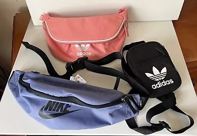 ADIDAS Unisex Across The Body Black BAG & Pink Waist BAG + NIKE Waist Bag • $49.99