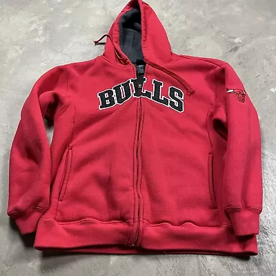 Chicago Bulls Sherpa Lined Hoodie Full Zip L Men’s Vintage Y2K Thermal Jacket • $29.99