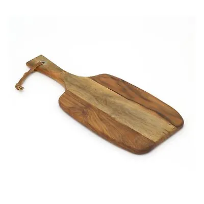 42cm Acacia Wood Traditional Paddle Kitchen Wooden Chopping Cutting Board • £13.99