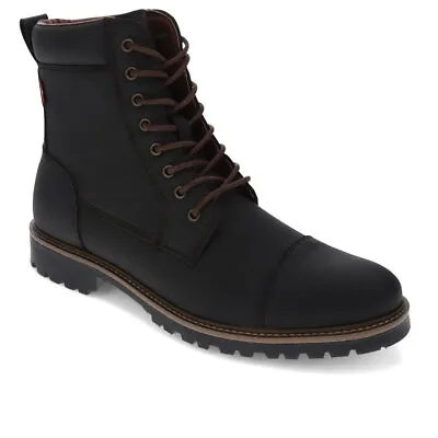 Levi's Mens Wyatt Distressed Vegan Leather Lace Up Rugged Casual Boot • $29.98