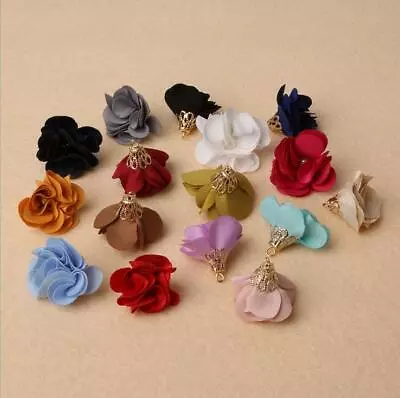 £2.63 • Buy DIY 20pcs Chiffon Flower Pendant Jewelry Earring Keyring Making Accessories