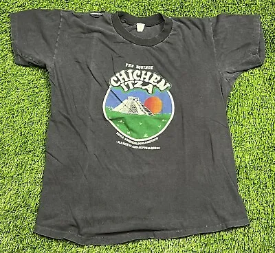 VTG 80's The Equinox Chichen Itza Travel Destination T-Shirt Men's M Faded Black • $13.99