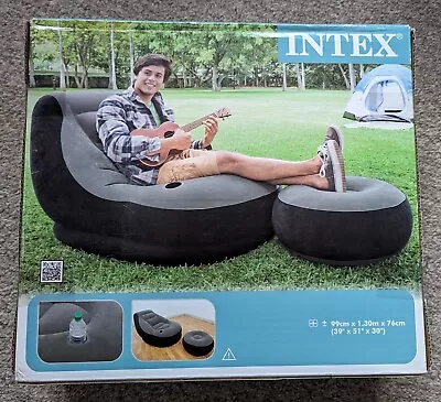 Intex Ultra Lounge Infatable Chair With Cup Holder + Ottoman Air Furniture 68564 • £30