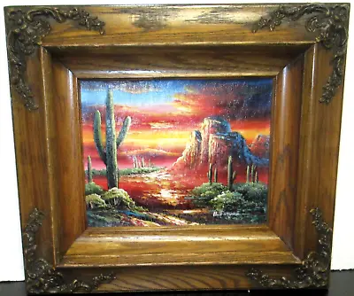 B. Duggan Sunset Desert Cactus Original Oil On Canvas Landscape Painting • $299.99