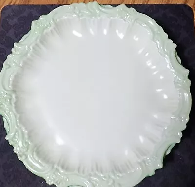 Antique Souvenir T & V Limoges France 3 Scalloped Edge Salad Plates Mint Green  • $9.99