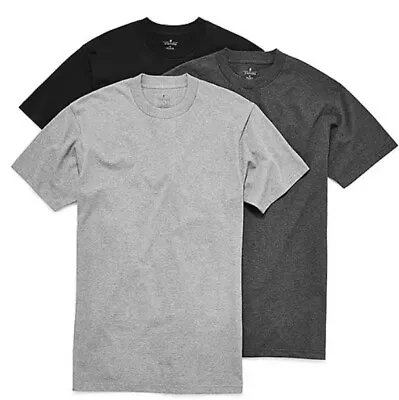 Stafford 3-Pack Men's 100% Cotton Heavy Weight Crew-Neck T-Shirt Black/Gray • $49.99