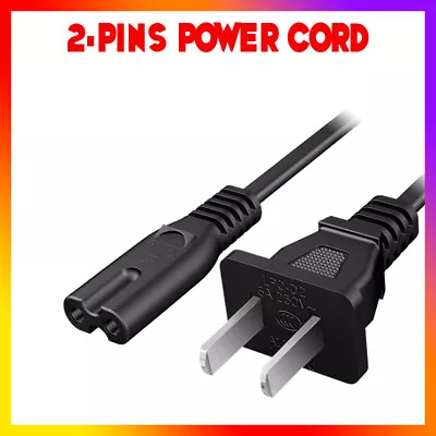 AC Power Cord 2 Prong Cable Non Polarized For TV Laptops Soundbar Monitor 5FT • $5.99