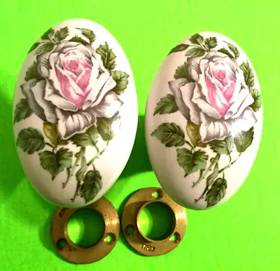 Lot Of 2 Vintage Floral Painted Porcelain  Door Knobs Italy • $9.99