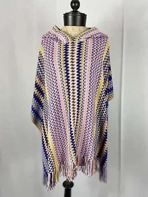 MOSSONI One Size ZIG ZAG Multicolor Hooded Poncho • $299