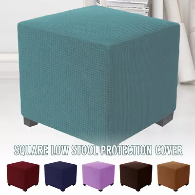 Elastic Fleece Square Footstool Cover Stretch Slipcovers Dustproof Ottoman Cover • $21.88