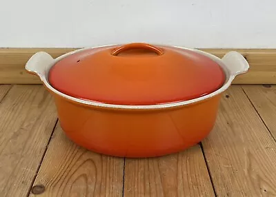 Cousances Le Creuset Cast Iron Enamel Oval Casserole Dish 26cm Volcanic Orange • £45