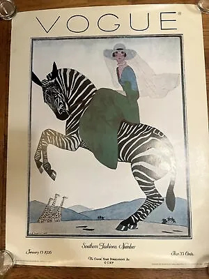 Vogue Poster Art Deco Print Cover Southern Fashions Conde Nast Vintage 20 X 25 • $99