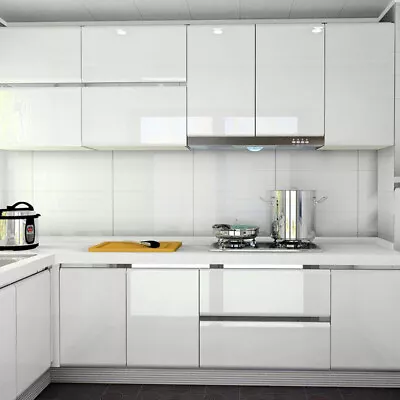 £16.94 • Buy 10m Gloss White Vinyl Film Self Adhesive Kitchen Cabinet Cupboard Door Stickers