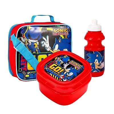 Sonic The Hedgehog Insulated 3pc Lunch Bag: Box School & Bottle  Boys Girl NEW • £12.90