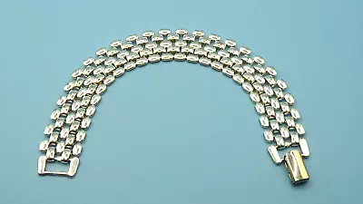 Silvertone NAPIER Vintage Panther Link Bracelet Fold Over Clasp 7.5  • $24.95