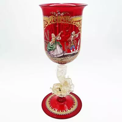 Venetian Glass Murano Italy Large Glass Red Dolphin Antique • $255