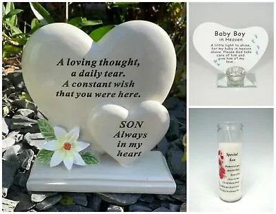 Son Baby Boy Memorial Plaque Frame Stake Flower Vase Grave Candle Remembrance • £3.89