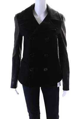 Veda Womens Double Breasted Pea Coat Black Wool  Size Small • $67.21