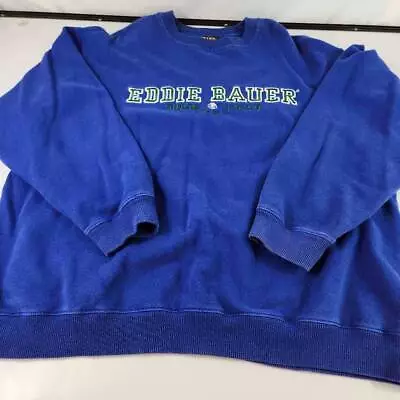 Eddie Bauer EBTEK Mens Pullover Sweatshirt Blue Long Sleeve Crew Neck Spellout L • $13.96
