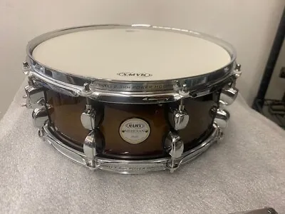 Mapex Meridian Maple Snare 14 X 5.5  2.3mm Power Hoops 10 Lug Rustic Brown Burst • $180