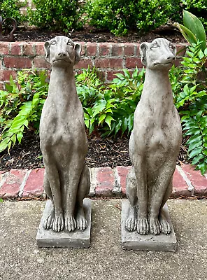 Vintage English Statues DOGS PAIR Garden Figures Cast Stone Yard Decor 22  Tall • $1275