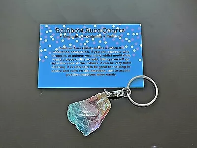Rainbow Quartz Key Ring Keyring Healing Crystal Reiki + Card + Gift Bag • £4.99