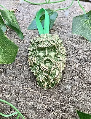 Green Man Hanging Decoration Wall Plaque Wicca Pagan UK Handmade Litha Solstice • £5