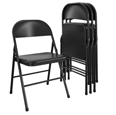 Metal Frame Steel Folding Mounted Chairs With Triple Braced & Double Hinged Back • $59.98