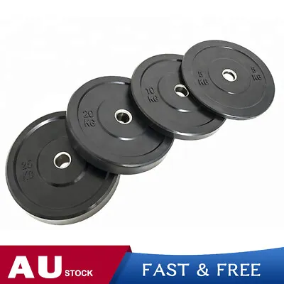 Fitness Black Olympic Bumper Plates 2.5kg-25kg Weightlifting Plate Set Home Gym • $45