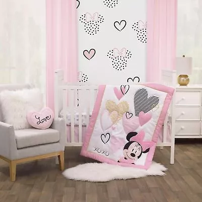 Disney Minnie Mouse And Hearts 3-Piece Crib Bedding Set -  • $66.78