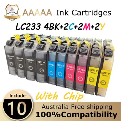 10 Ink Cartridges For Brother LC233 DCP-J4120DW MFC-J4620DW MFC-J5320DW Printers • $32.99