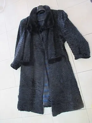 300 Black Genuine Persian Lamb With Mink Fur Coat L Vintage Treasure Amazing • $209.87